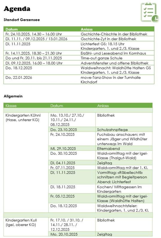 Gerzensee Agenda S. 1